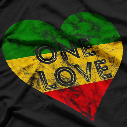 Reggae Heart One Love Rasta Reggae Music Rastafarian Jamaica T-Shirt