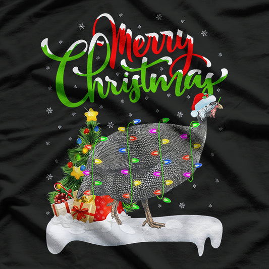 Xmas Guinea Fowl Lighting Santa Merry Christmas Guinea Fowl T-Shirt