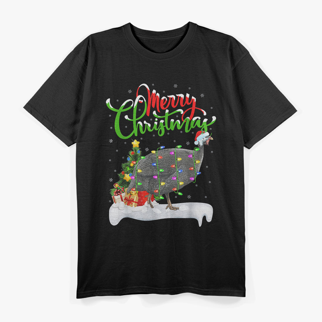Xmas Guinea Fowl Lighting Santa Merry Christmas Guinea Fowl T-Shirt