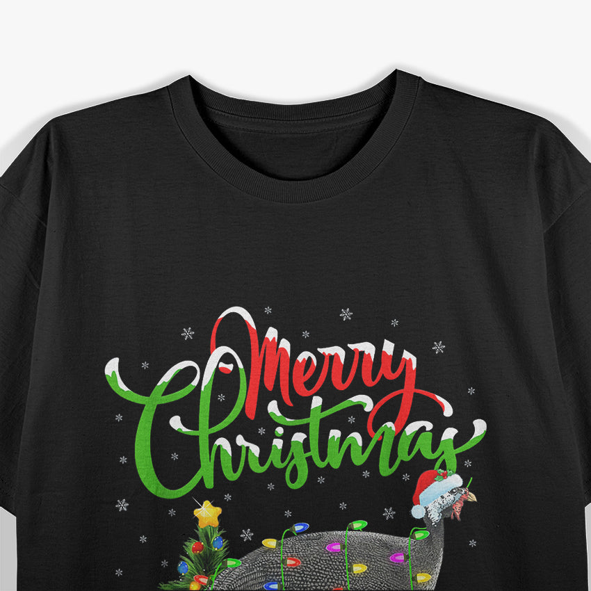 Xmas Guinea Fowl Lighting Santa Merry Christmas Guinea Fowl T-Shirt