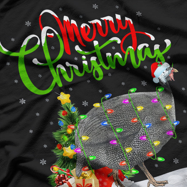 Xmas Guinea Fowl Lighting Santa Merry Christmas Guinea Fowl T-Shirt