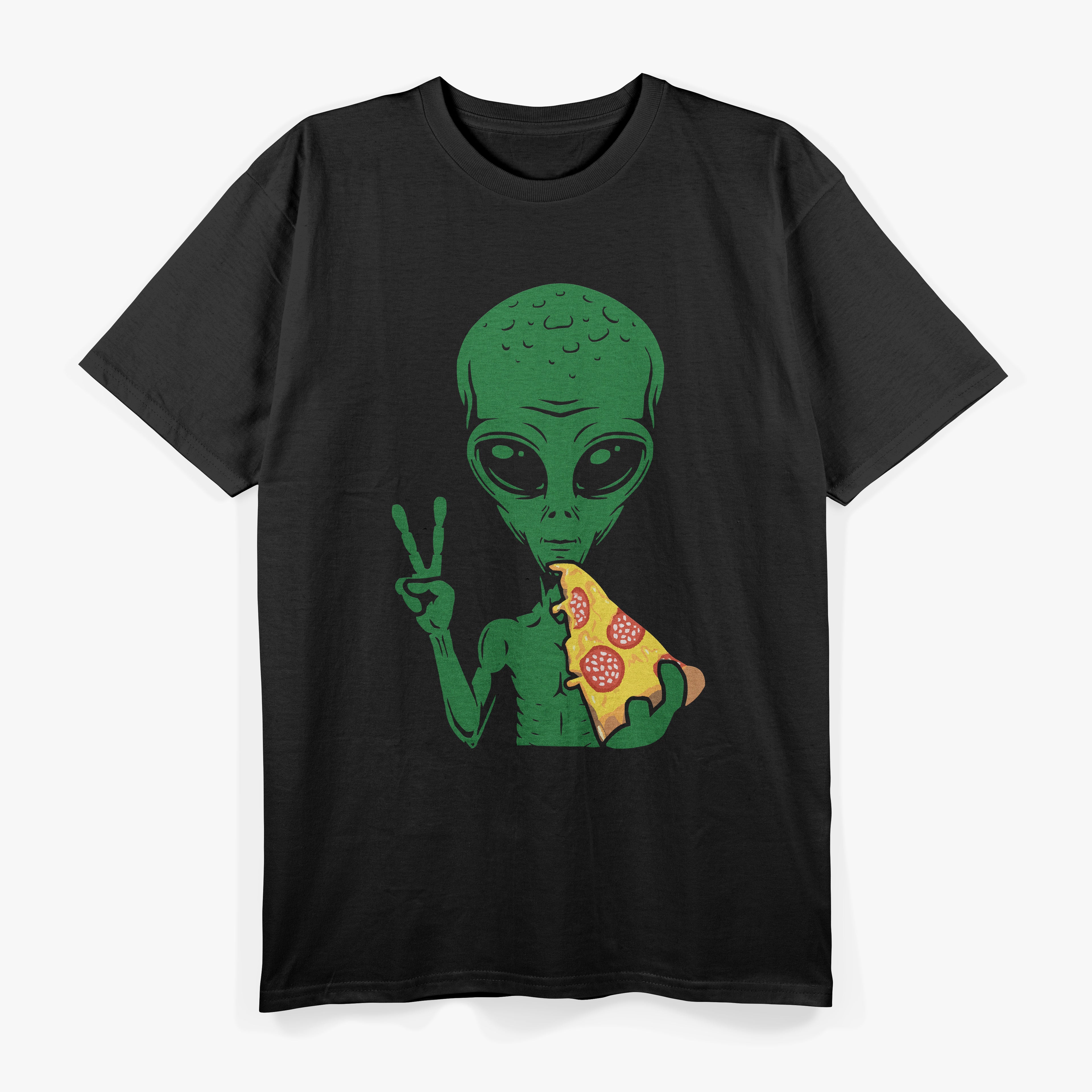 Alien Eating Pizza Funny Ufo Snack Food T-Shirt