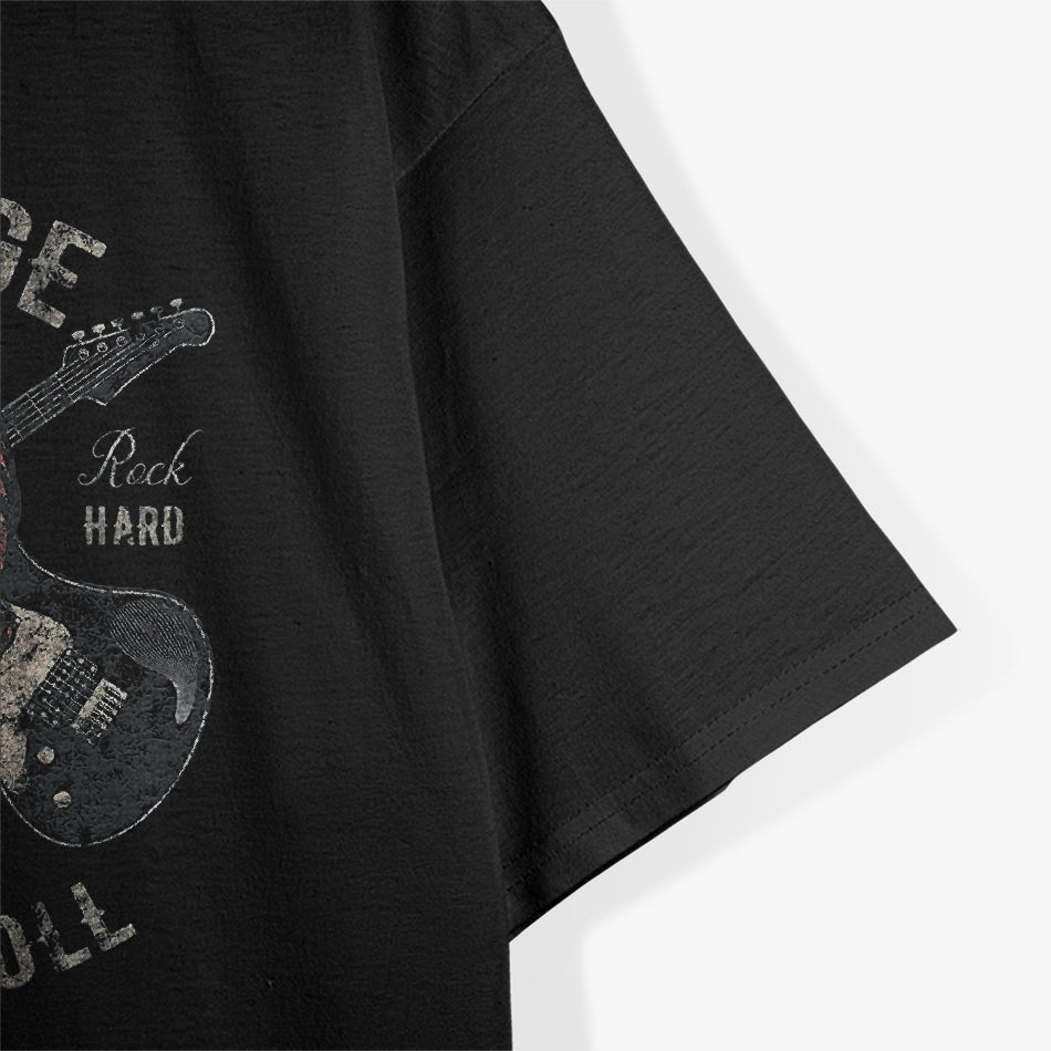 American Flag Guitar Vintage Rock and Roll Skull Guitarist T-Shirt