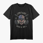 American Flag Guitar Vintage Rock and Roll Skull Guitarist T-Shirt