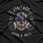American Flag Guitar Vintage Rock and Roll Skull Guitarist T-Shirt