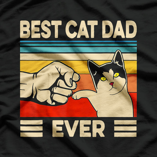 Retro Cat Daddy Kitten Lover Best Cat Dad Ever T-Shirt