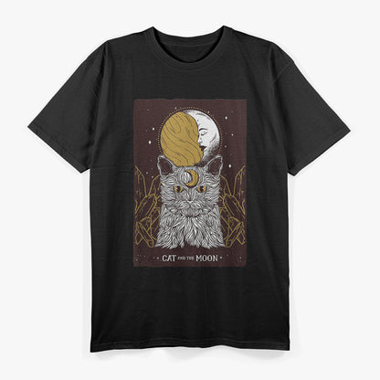 Tarot Card The Moon Kawaii Goth Pastel Cat Mystical T-Shirt