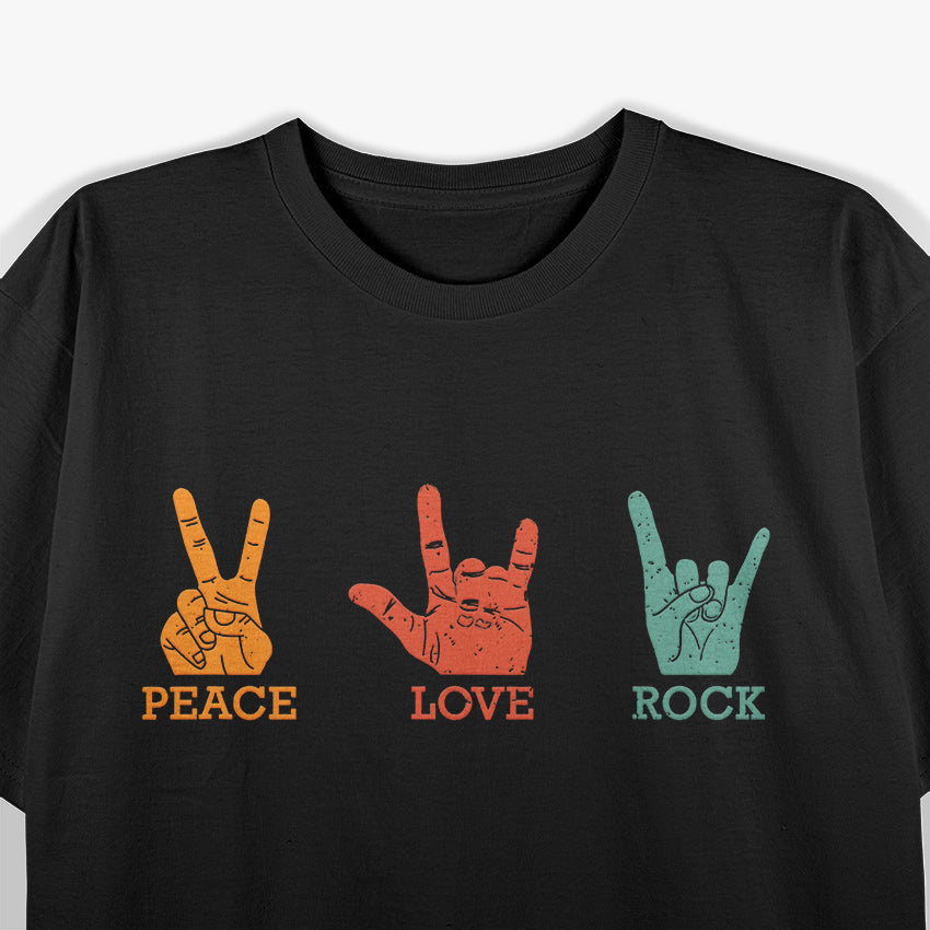 Classic Peace Love Rock Vintage, Concert Band Rock Music T-Shirt