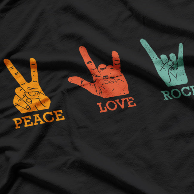 Classic Peace Love Rock Vintage, Concert Band Rock Music T-Shirt