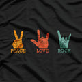 Classic Peace Love Rock Vintage, Concert Band Rock Music T-Shirt
