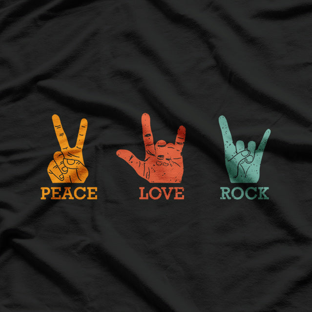 Classic Peace Love Rock Vintage, Concert Band Rock Music T-Shirt