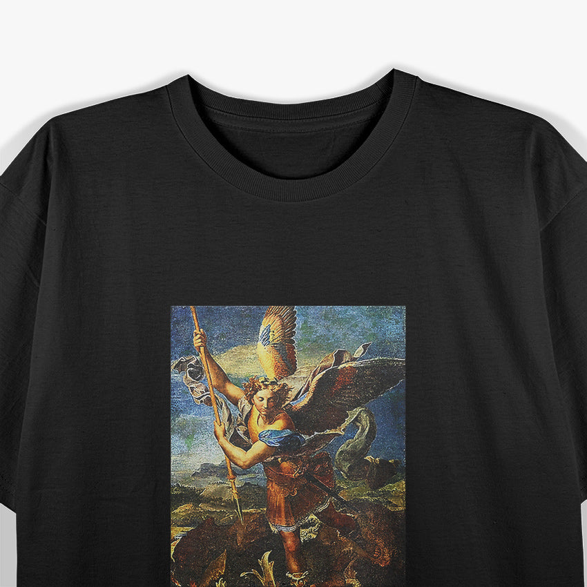 Dark Saint Michael the Archangel Protector in the Shadows T-Shirt