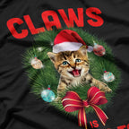Funny Christmas Cat Claws Is Coming To Town Cat Lovers T-Shirt