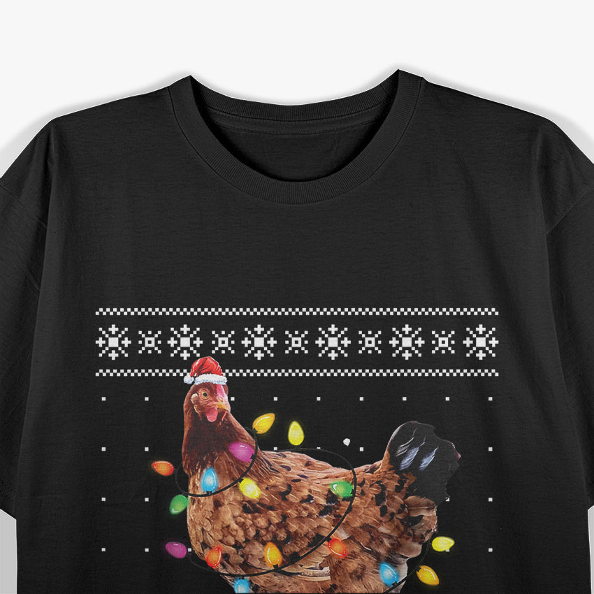 Ugly Christmas Sweater Funny Chicken Christmas T-Shirt