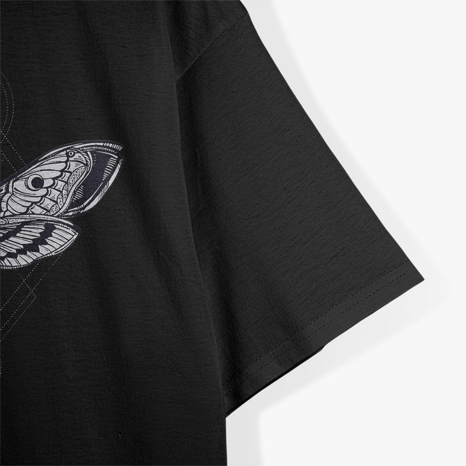 Moon and Moth Mystical Elegance Under the Night Sky T-Shirt