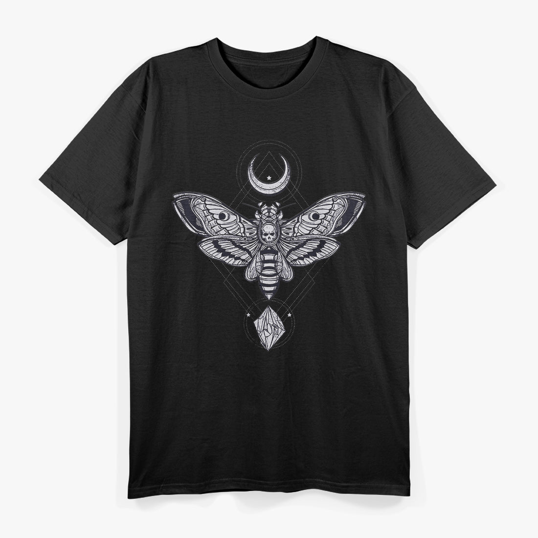 Moon and Moth Mystical Elegance Under the Night Sky T-Shirt