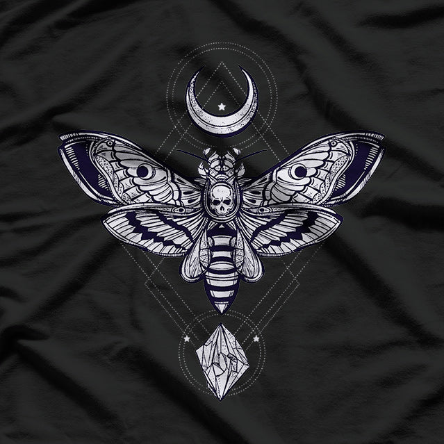 Moon and Moth Mystical Elegance Under the Night Sky T-Shirt