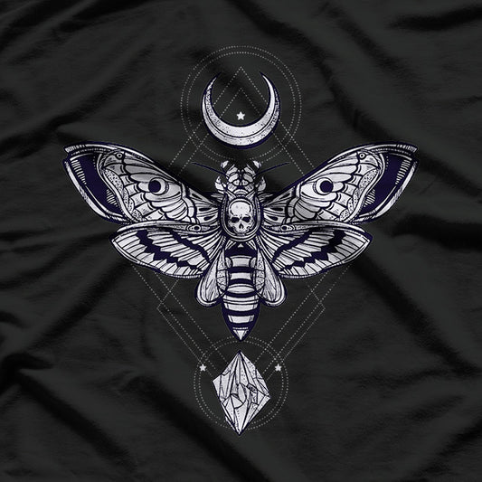 Moon and Moth Mystical Elegance Under the Night Sky T-Shirt