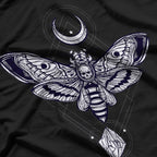 Moon and Moth Mystical Elegance Under the Night Sky T-Shirt