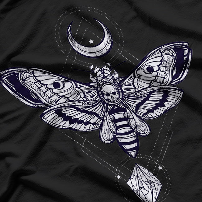Moon and Moth Mystical Elegance Under the Night Sky T-Shirt
