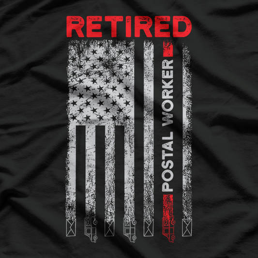 Postman Mail Carrier, Retired Postman USA Flag T-Shirt