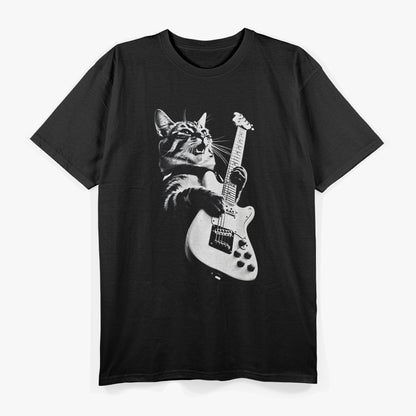 Rocking Guitar Cat Funny Music Lover Design T-Shirt