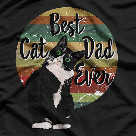 Best Cat Dad Ever Tuxedo Retro T-Shirt