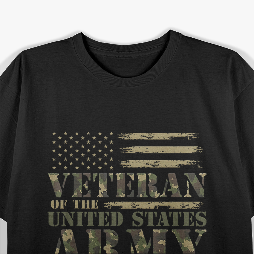 Veteran Of The United States Army Camouflage US Flag Veteran T-Shirt