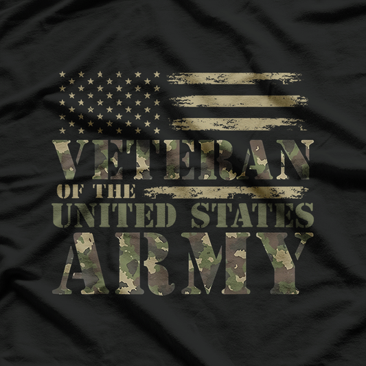 Veteran Of The United States Army Camouflage US Flag Veteran T-Shirt