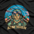 Aim High Cat Pilot for Cat Loving Jet Fighter Pilots T-Shirt