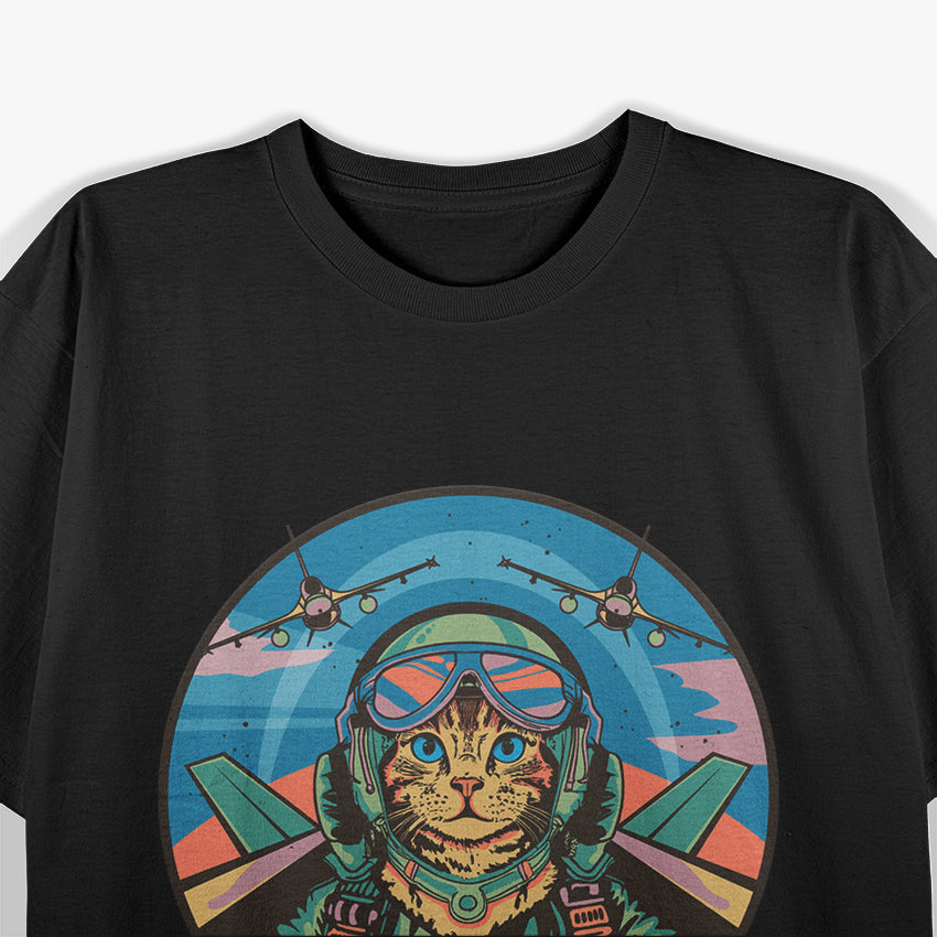 Aim High Cat Pilot for Cat Loving Jet Fighter Pilots T-Shirt