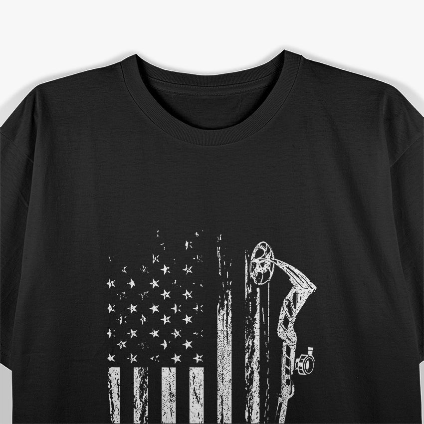 American Flag Bowhunting Bow Archery Gift For Deer Hunter T-Shirt