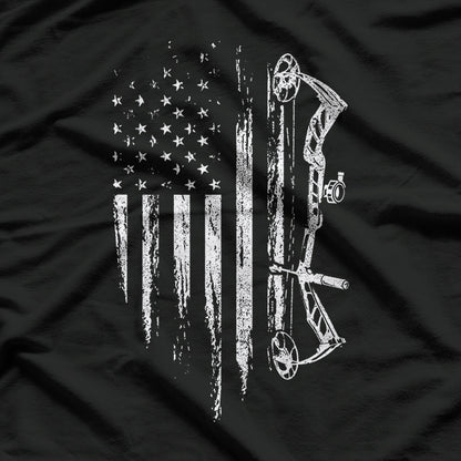 American Flag Bowhunting Bow Archery Gift For Deer Hunter T-Shirt