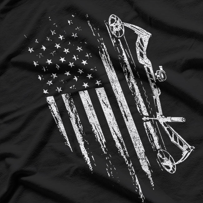 American Flag Bowhunting Bow Archery Gift For Deer Hunter T-Shirt