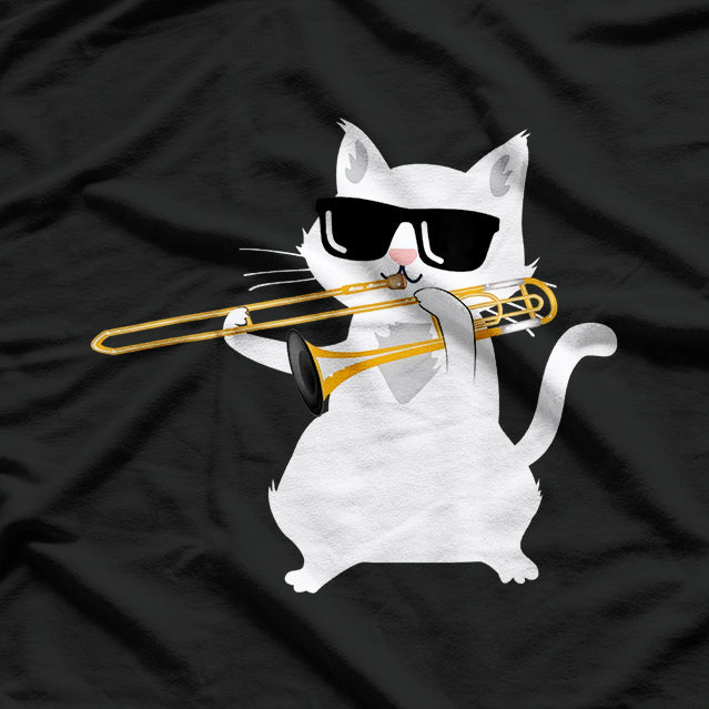 Cat Playing Trombone Cute T-Shirt