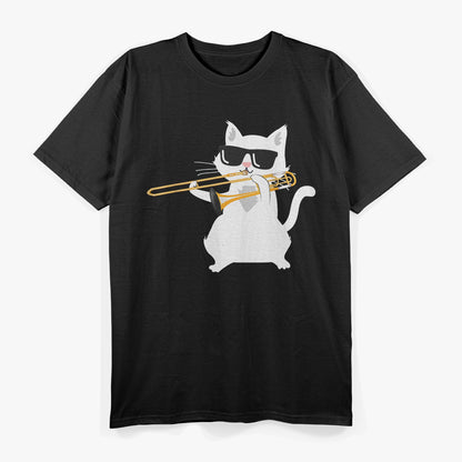 Cat Playing Trombone Cute T-Shirt