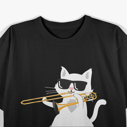 Cat Playing Trombone Cute T-Shirt