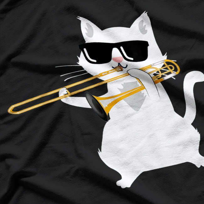 Cat Playing Trombone Cute T-Shirt