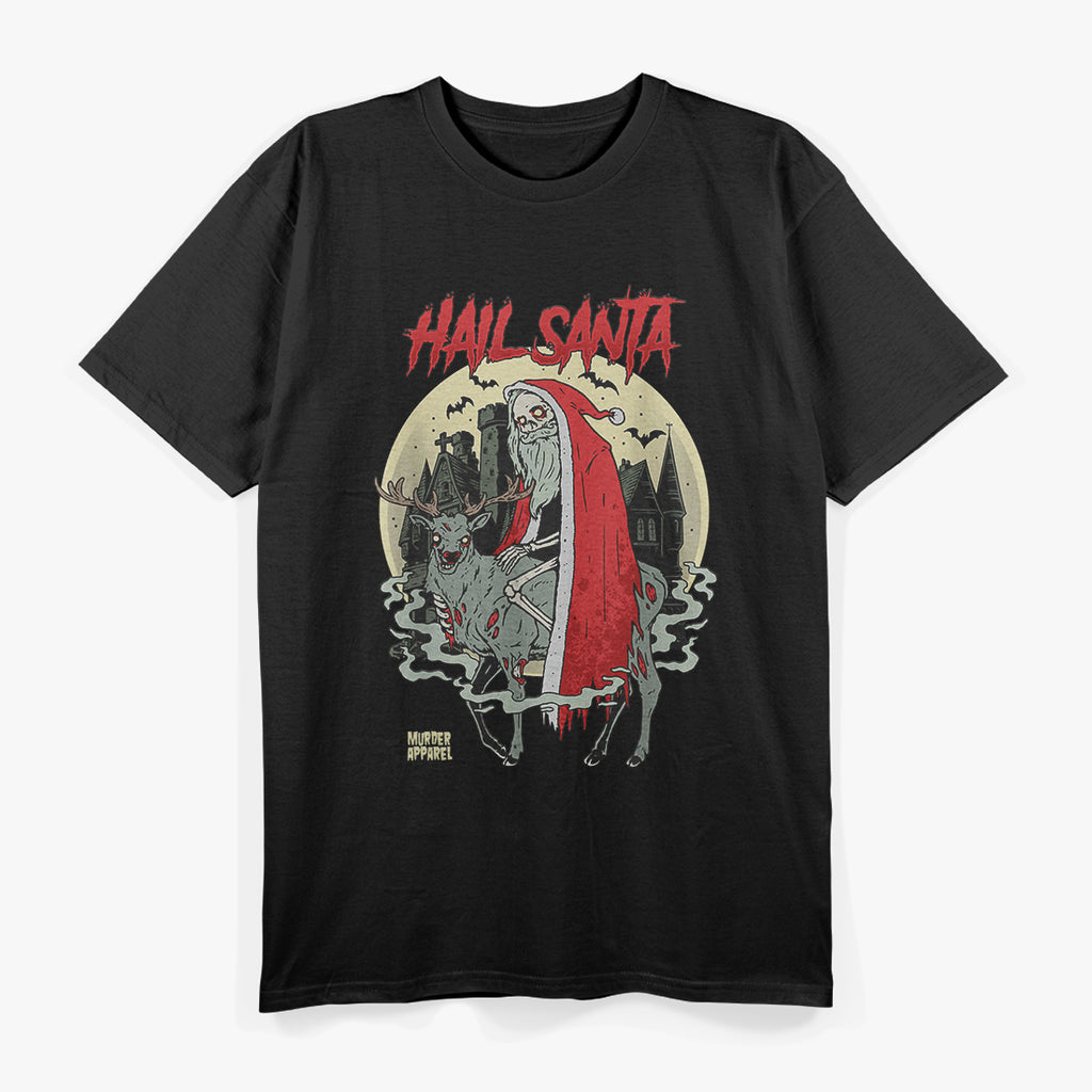 Retro Horror Christmas Santa with a Chilling Twist T-Shirt