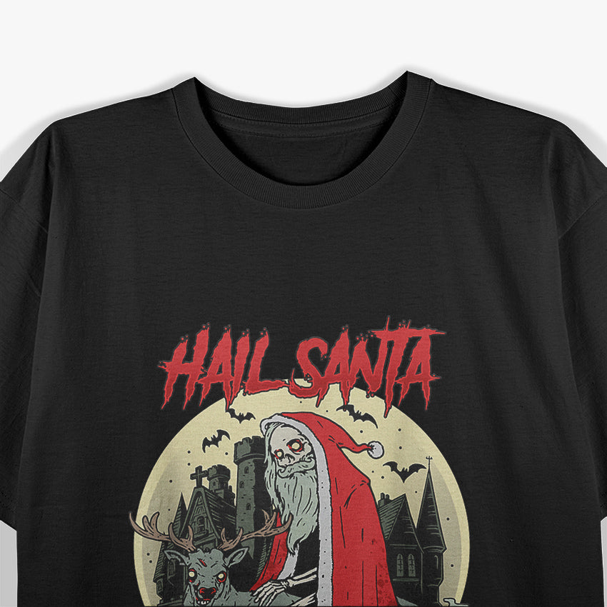 Retro Horror Christmas Santa with a Chilling Twist T-Shirt