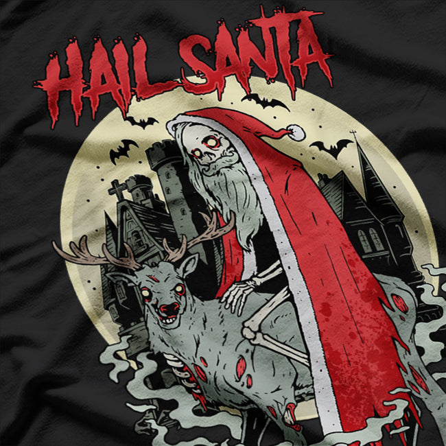 Retro Horror Christmas Santa with a Chilling Twist T-Shirt