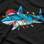 Santa Shark Christmas Lights Sharkmas Tree Xmas T-Shirt
