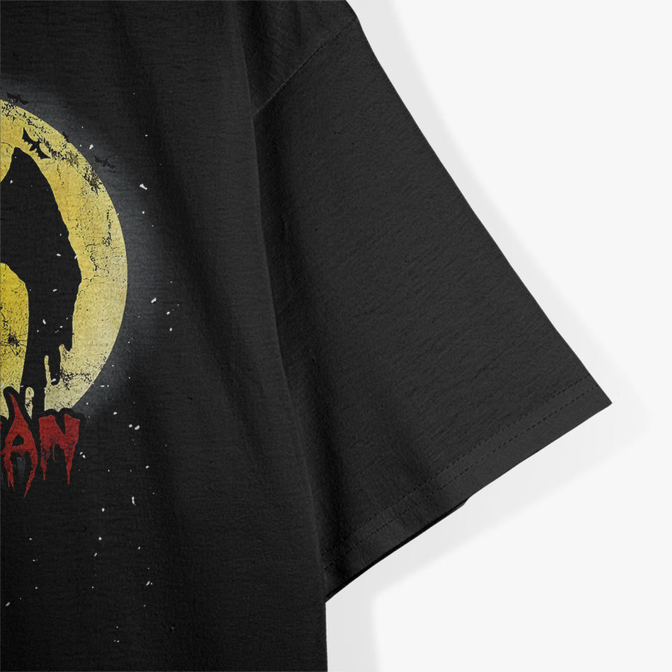 Yellow Moon with Bats and Mothman - Folklore's Eerie Night T-Shirt