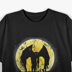 Yellow Moon with Bats and Mothman - Folklore's Eerie Night T-Shirt