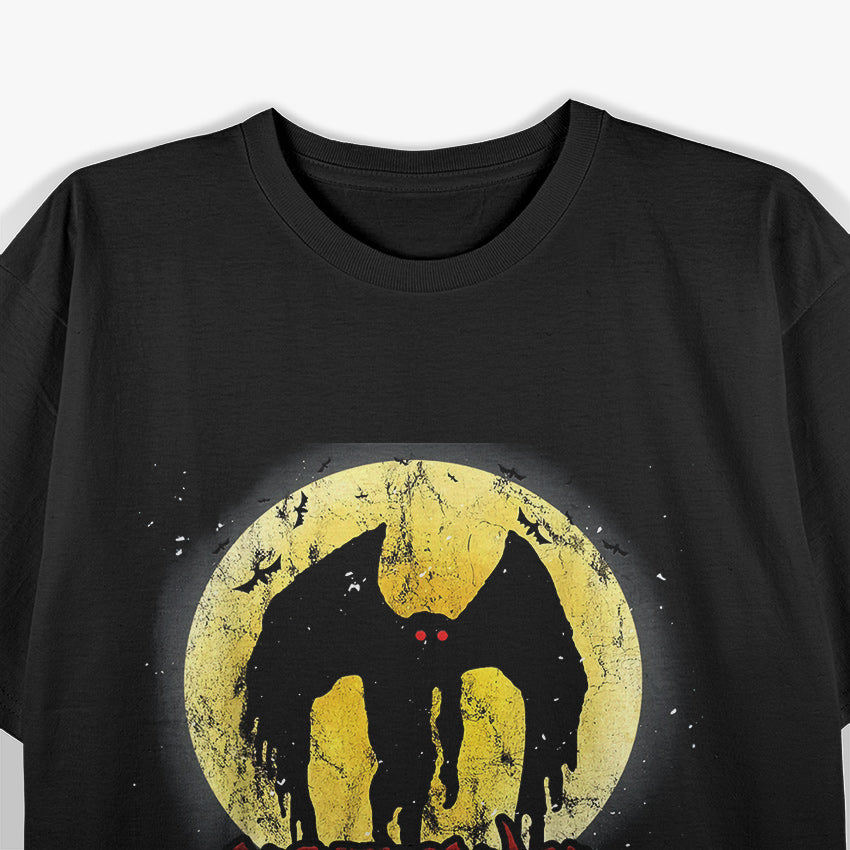 Yellow Moon with Bats and Mothman - Folklore's Eerie Night T-Shirt