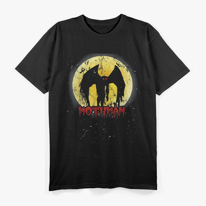 Yellow Moon with Bats and Mothman - Folklore's Eerie Night T-Shirt