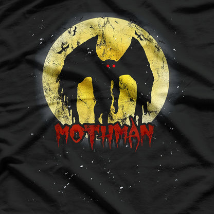 Yellow Moon with Bats and Mothman - Folklore's Eerie Night T-Shirt