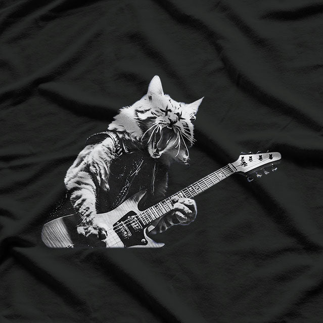 Rock Cat Funny Guitar Playing Cat Shredding the Strings T-Shirt