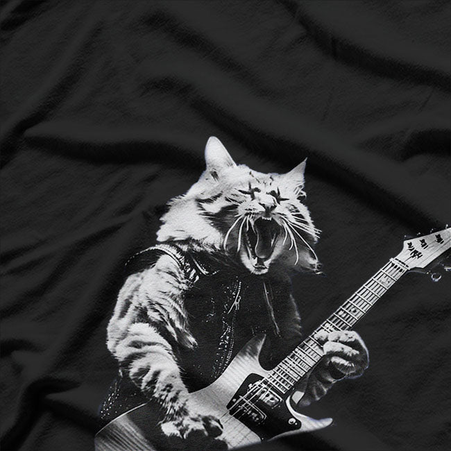 Rock Cat Funny Guitar Playing Cat Shredding the Strings T-Shirt