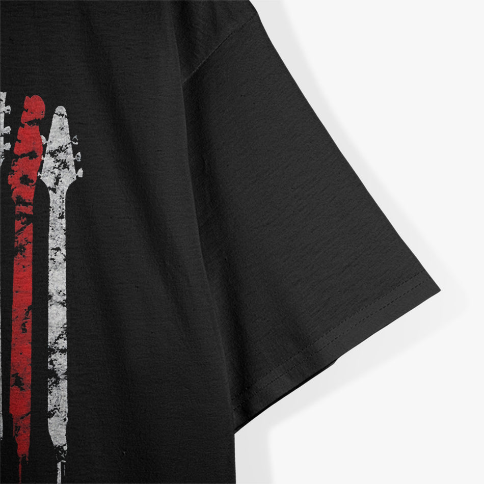American Flag Guitar Red White Patriotic Music Lover T-Shirt